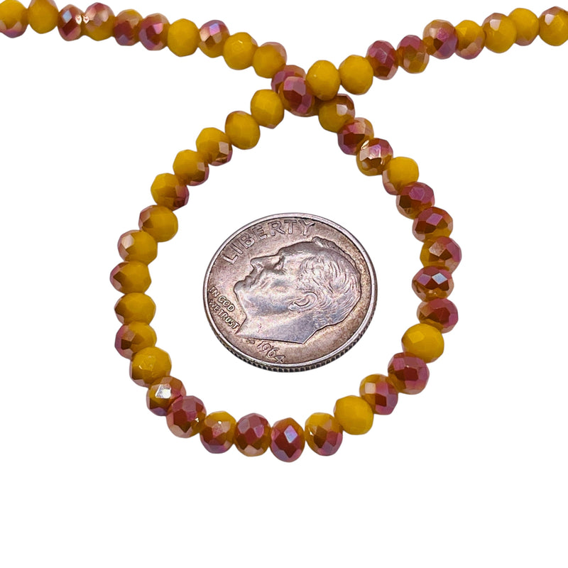 4mm Thunder Polish Glass Crystal Roundel Cut Banana Jade HMO