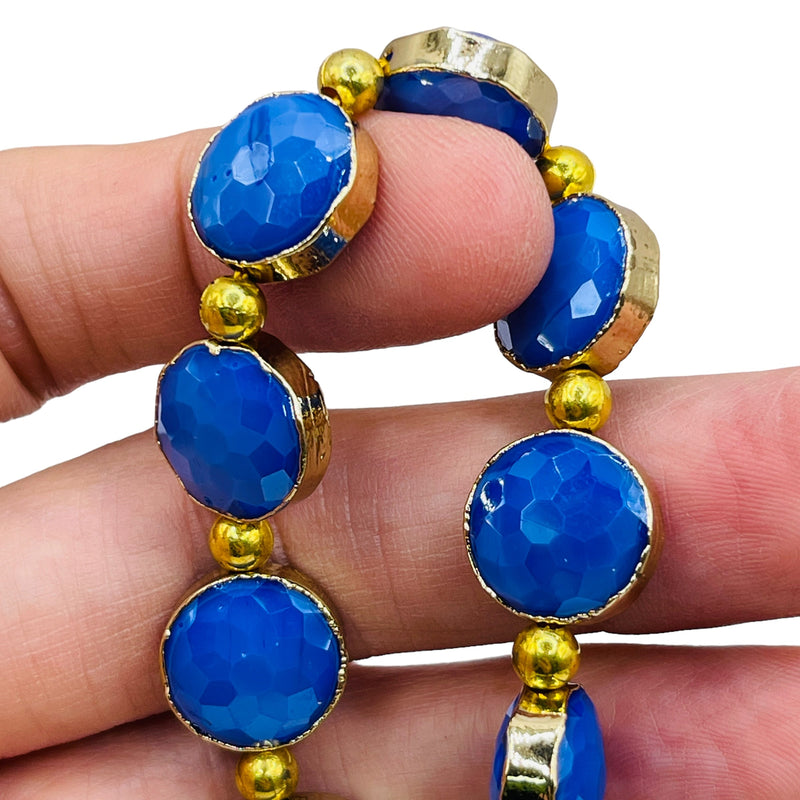 14mm Coin Gold Edge Sapphire Jade