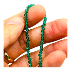 3mm Thunder Polish Glass Crystal Roundel Cut Green Zircon
