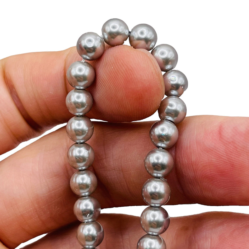 6mm Round Shell Pearl Gray