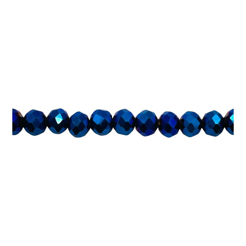 6mm Thunder Polish Glass Crystal Roundel Cut Blue Light