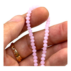 4mm Thunder Polish Glass Crystal Roundel Cut Rose Jade