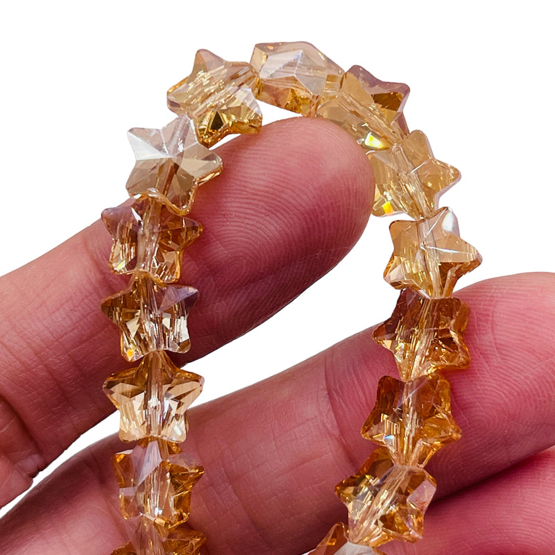 10mm Star Glass Crystal Gold Amber