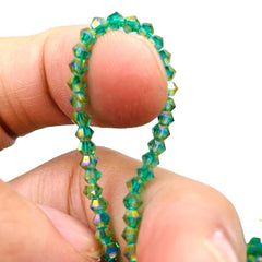 3mm Thunder Polish Glass Crystal Bicone Green Zircon AB