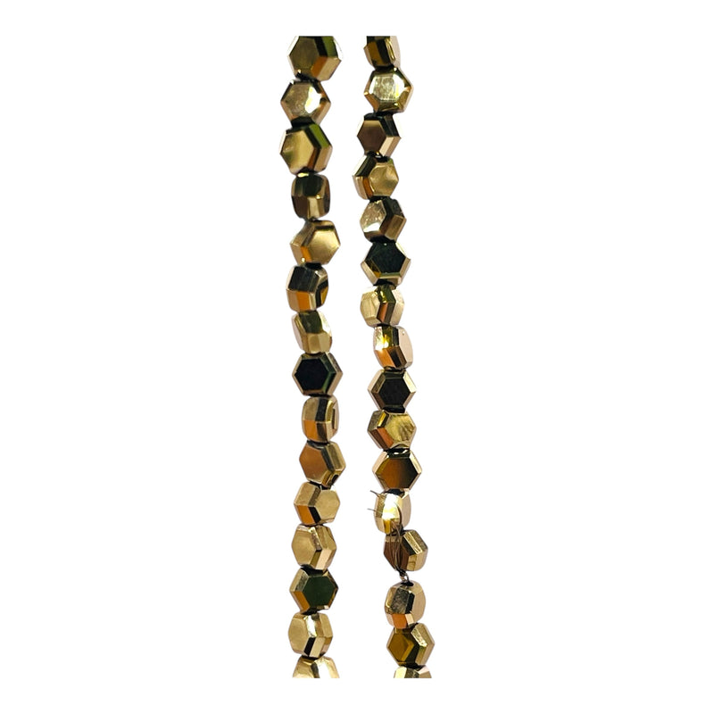4mm Hexagon Glass Crystal Gold