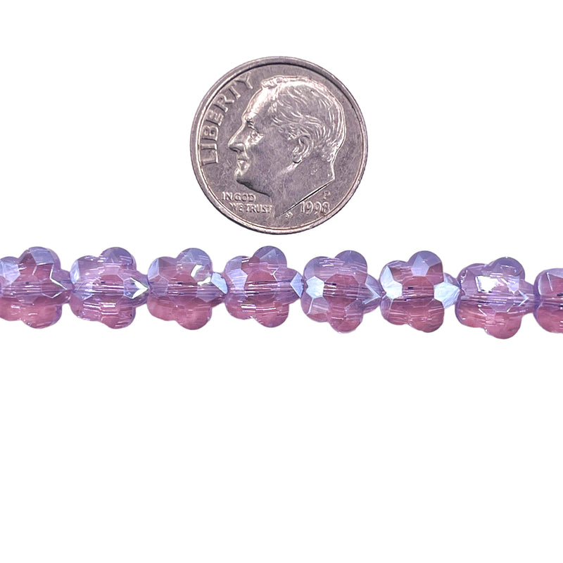 8mm Flower Glass Crystal Lt. Violet