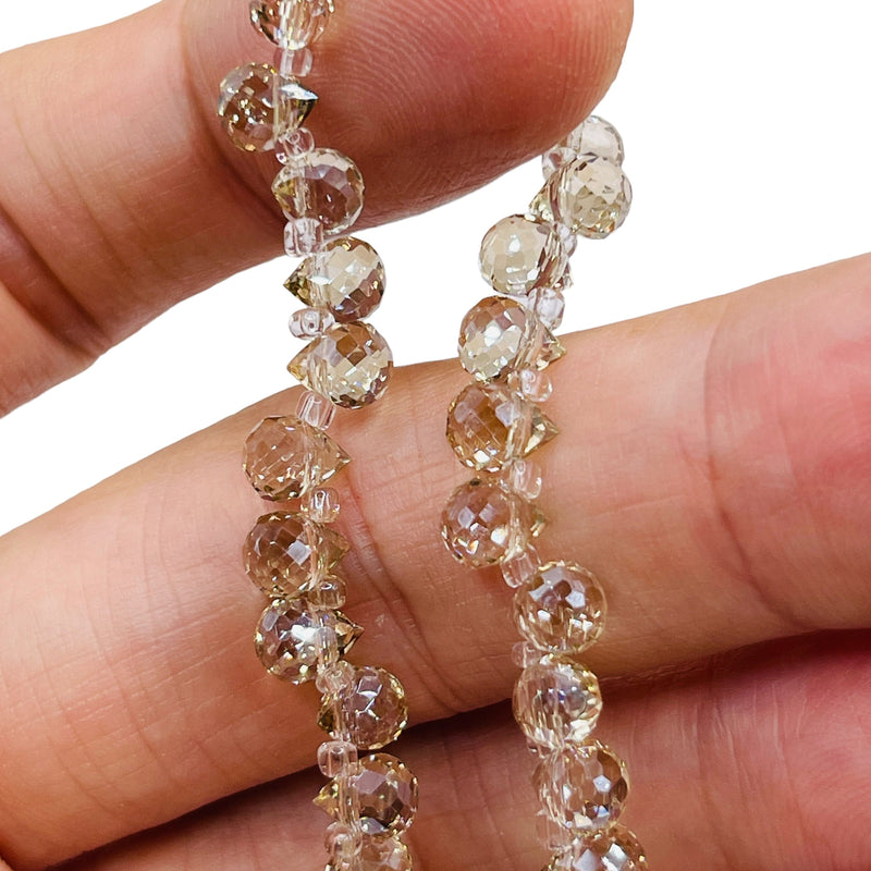 6x4mm Teardrop Glass Crystal Silver Champagne