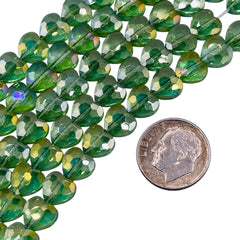 8mm Heart Glass Crystal Chrysolite
