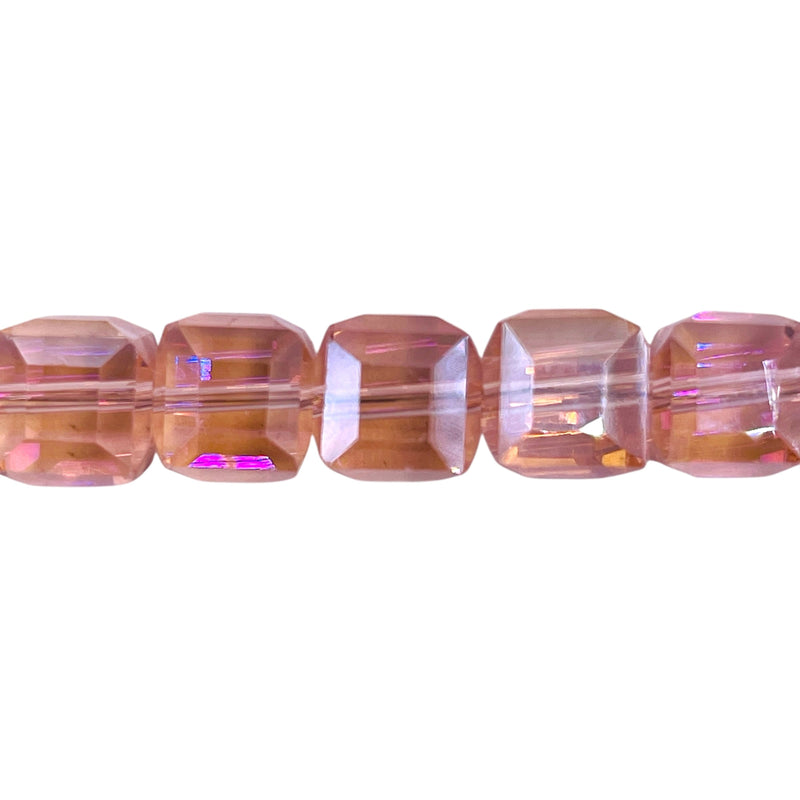 10mm Cube Glass Crystal Peach AB