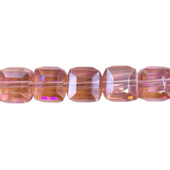 10mm Cube Glass Crystal Peach AB