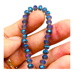 6mm Thunder Polish Glass Crystal Roundel Cut Jade Purple Magic