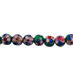 8mm Round Cloisonne DK. Green