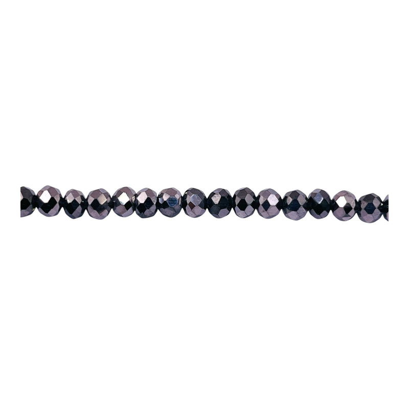 4mm Thunder Polish Glass Crystal Roundel Cut Silver