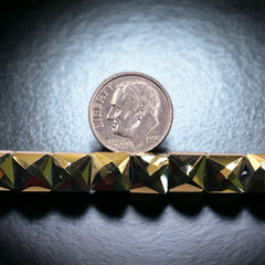 8mm Square Glass Crystal Gold