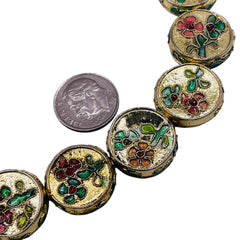 18mm Coin Cloisonne Gold