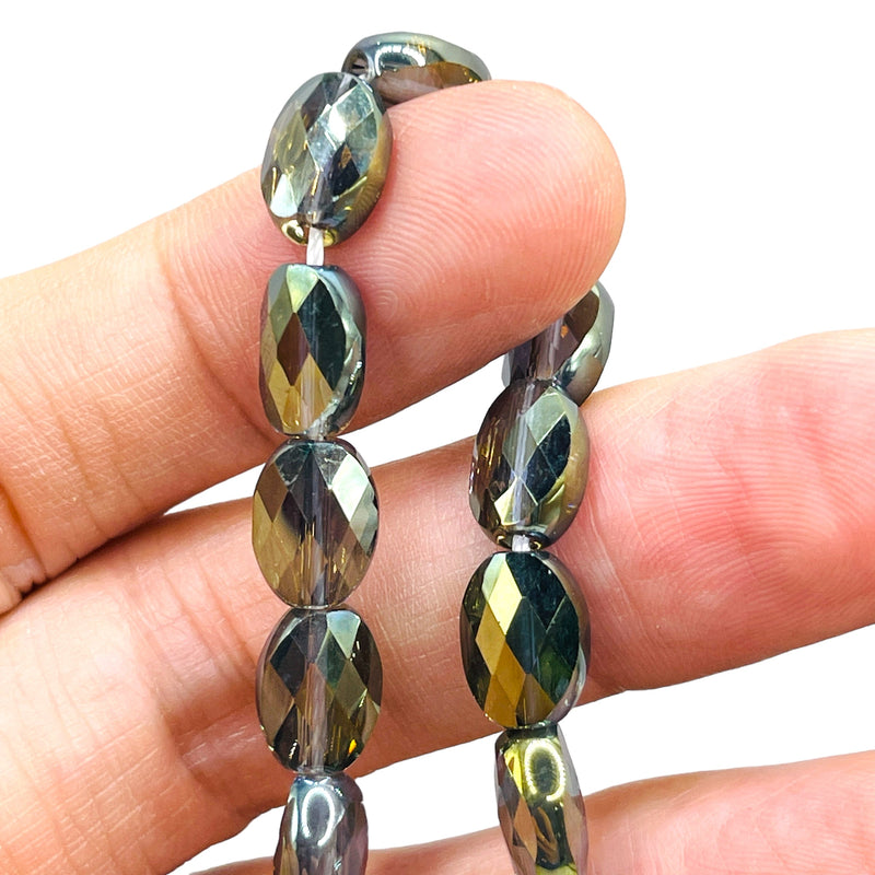 10x8mm Oval Glass Crystal Magic Green