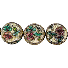 18mm Coin Cloisonne Gold