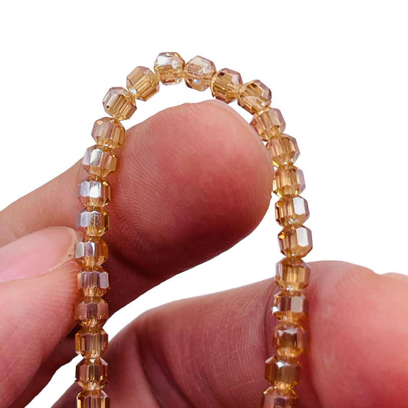4mm Decagon Glass Crystal Gold Amber