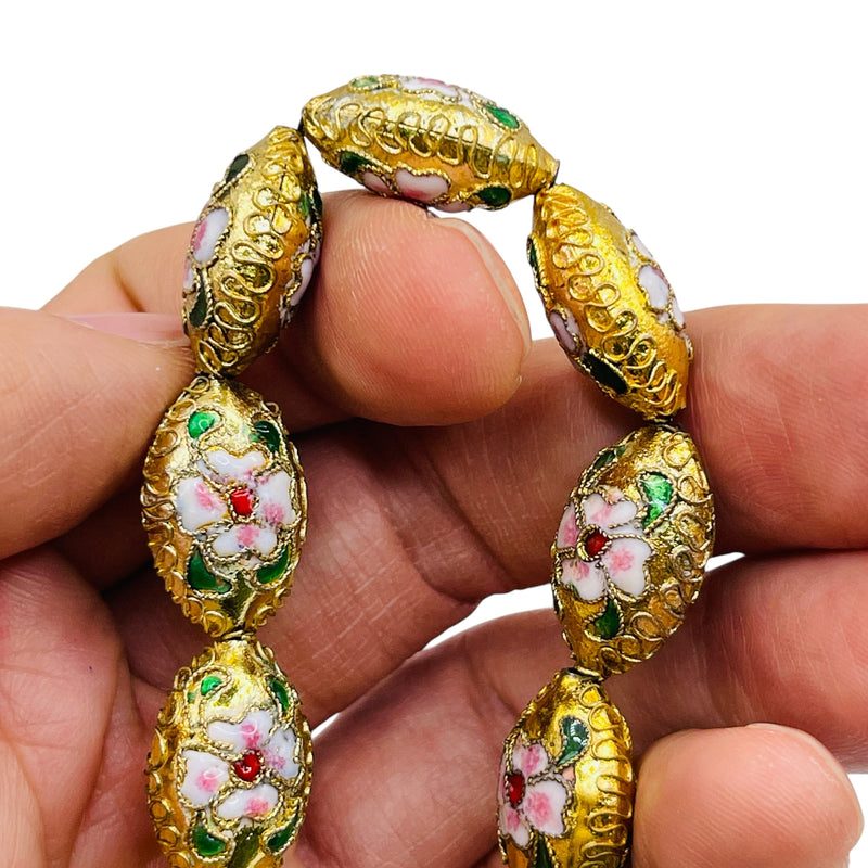18x12mm Oval Cloisonne Gold