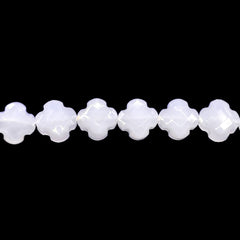 8mm Clover Glass Crystal White Jade