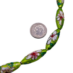 26x9mm Oval Cloisonne Green