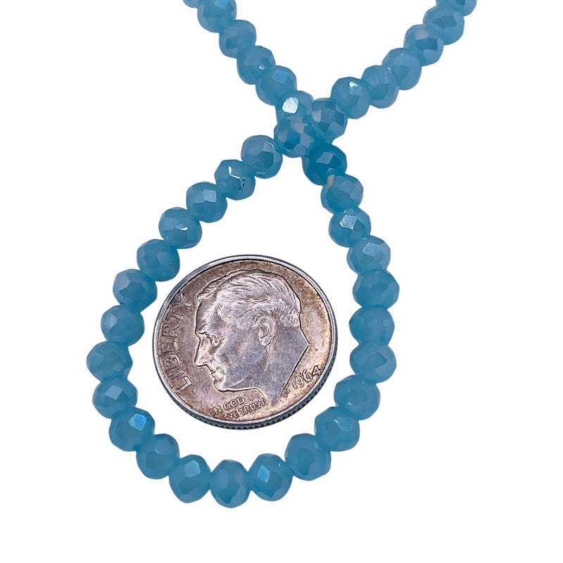 4mm Thunder Polish Glass Crystal Roundel Cut Blue Jade AB