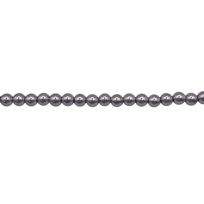 3mm Round Thunder Polish Glass Pearl Silver