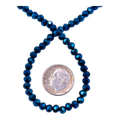 4mm Thunder Polish Glass Crystal Roundel Cut Blue Light