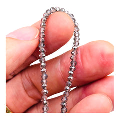 3mm Thunder Polish Glass Crystal Roundel Cut Silver Gray