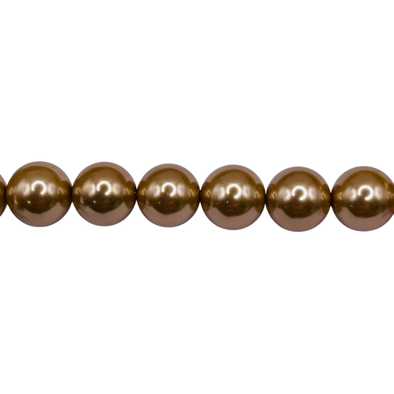 8mm Round Thunder Polish Glass Pearl Dark Gold