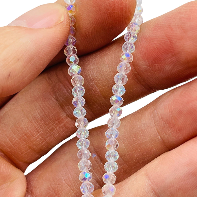 4mm Thunder Polish Glass Crystal Roundel Cut Super AB