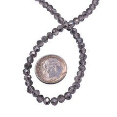 4mm Thunder Polish Glass Crystal Roundel Cut Silver Gray