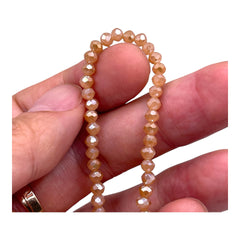 4mm Thunder Polish Glass Crystal Roundel Cut Gold Amber Jade
