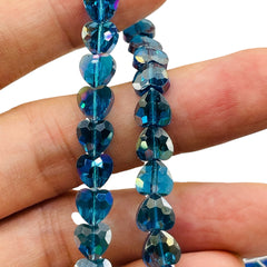 8mm Heart Glass Crystal Blue Zircon