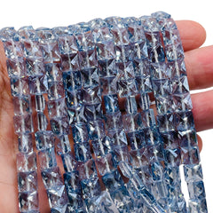8mm Square Glass Crystal Gray Blue