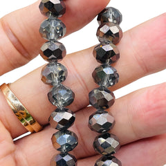 10mm Thunder Polish Glass Crystal Roundel Cut Half Hematite