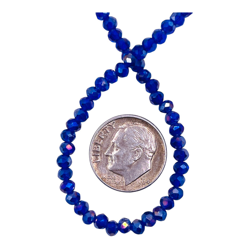 3mm Thunder Polish Glass Crystal Roundel Cut Dark Sapphire AB
