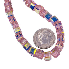 6mm Cube Glass Crystal Lt. Peach AB