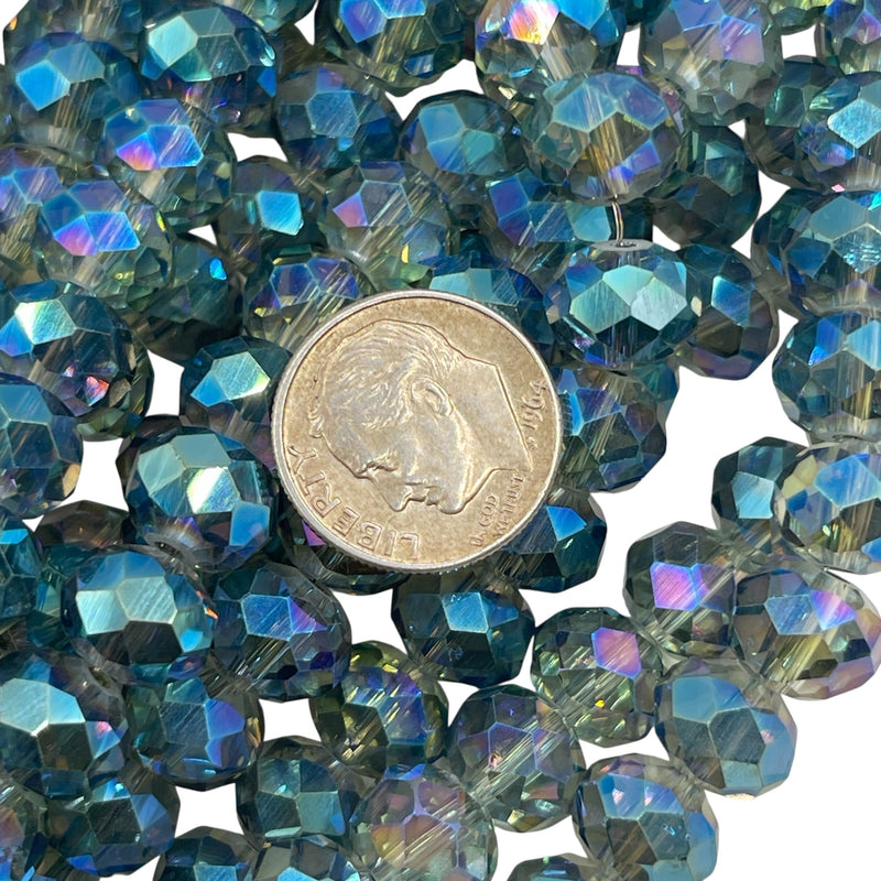 10mm Roundel Cut Glass Crystal Magic Green
