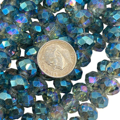 10mm Roundel Cut Glass Crystal Magic Green