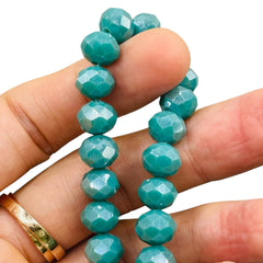 10mm Thunder Polish Glass Crystal Roundel Cut Turquoise Jade AB