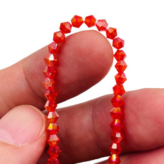 4mm Thunder Polish Glass Crystal Bicone Red AB