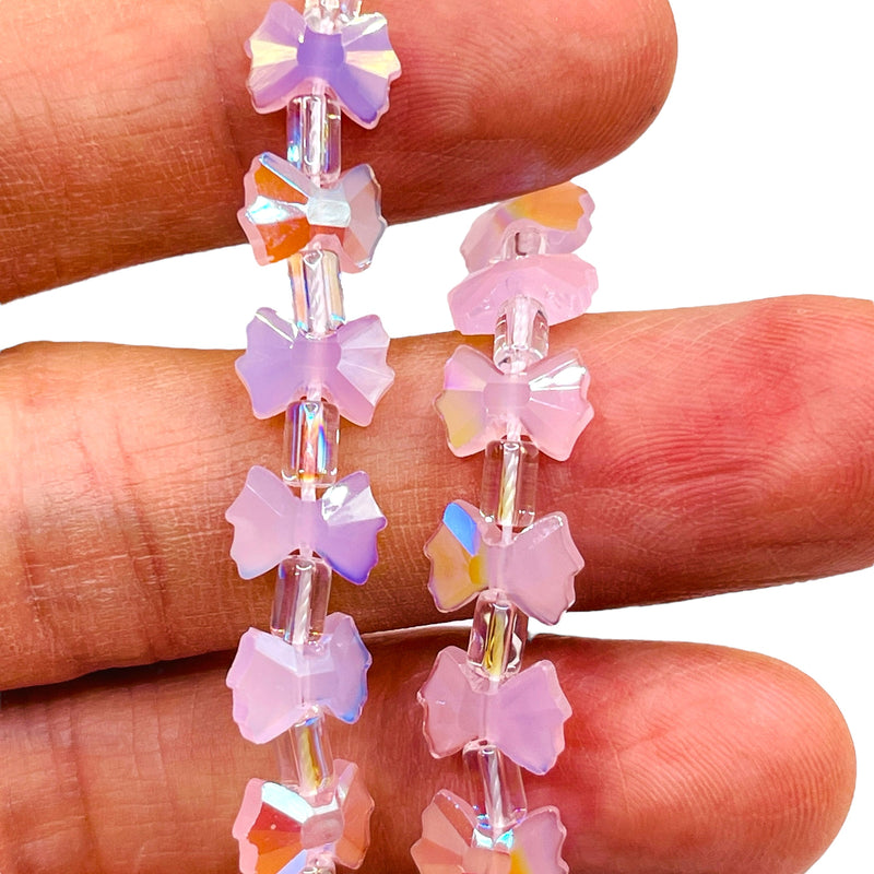 10x7mm Bow Tie Glass Crystal Pink Jade Super AB