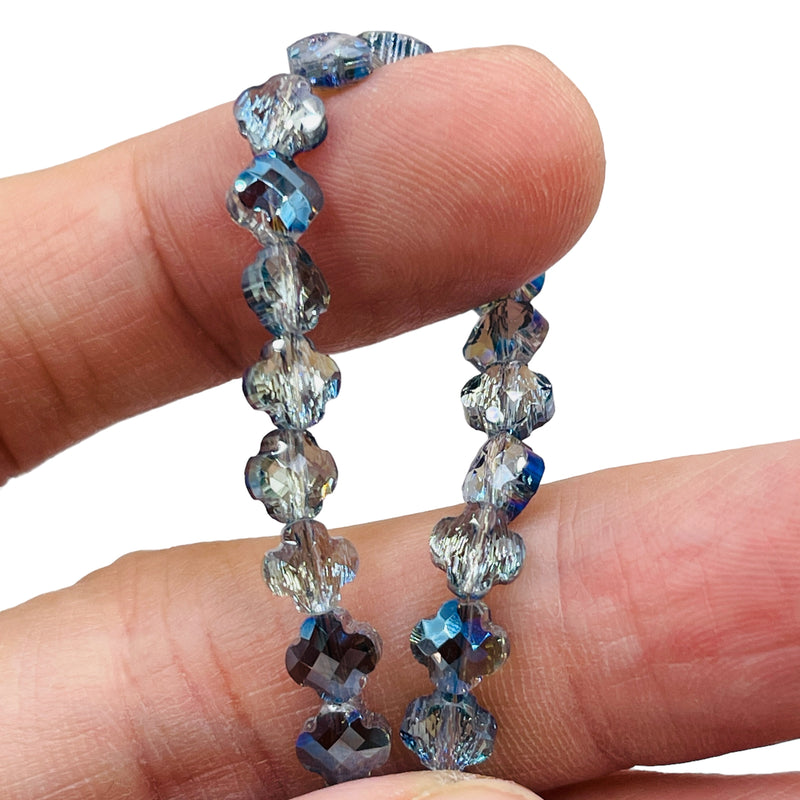 6mm Clover Glass Crystal Magic Blue