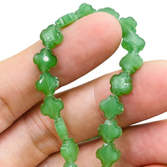 8mm Clover Glass Crystal Dark Green Jade