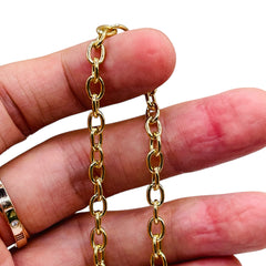 Losolo 7x5mm Stainless Steel Chain 18K Gold Plated