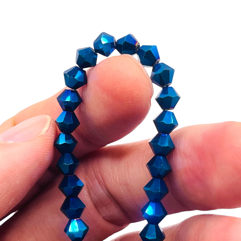 6mm Thunder Polish Glass Crystal Bicone Blue Light