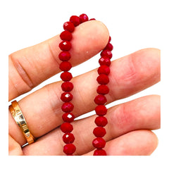6mm Thunder Polish Glass Crystal Roundel Cut Ruby Jade
