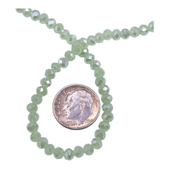 4mm Thunder Polish Glass Crystal Roundel Cut Green Jade AB