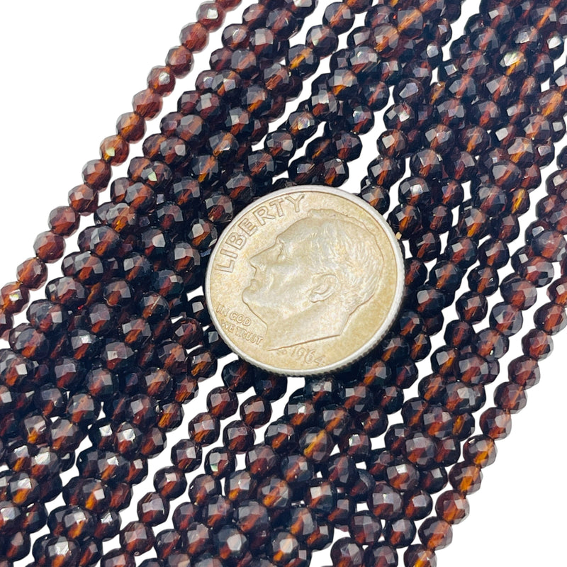 3mm Thunder Polish Round Cut Dark Smoked Topaz